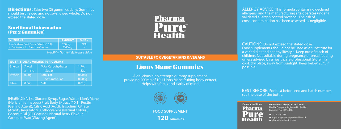 Lions Mane Gummies Natural Berry Flavour